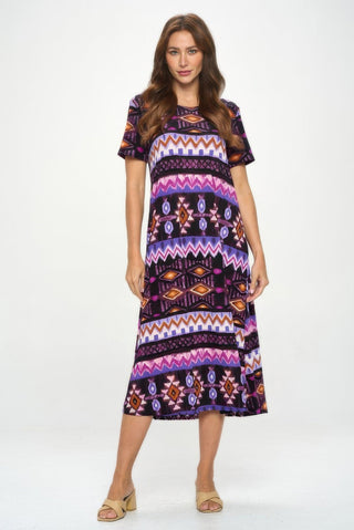 Plus Size Bns Print Long Dress - Wear Arielle