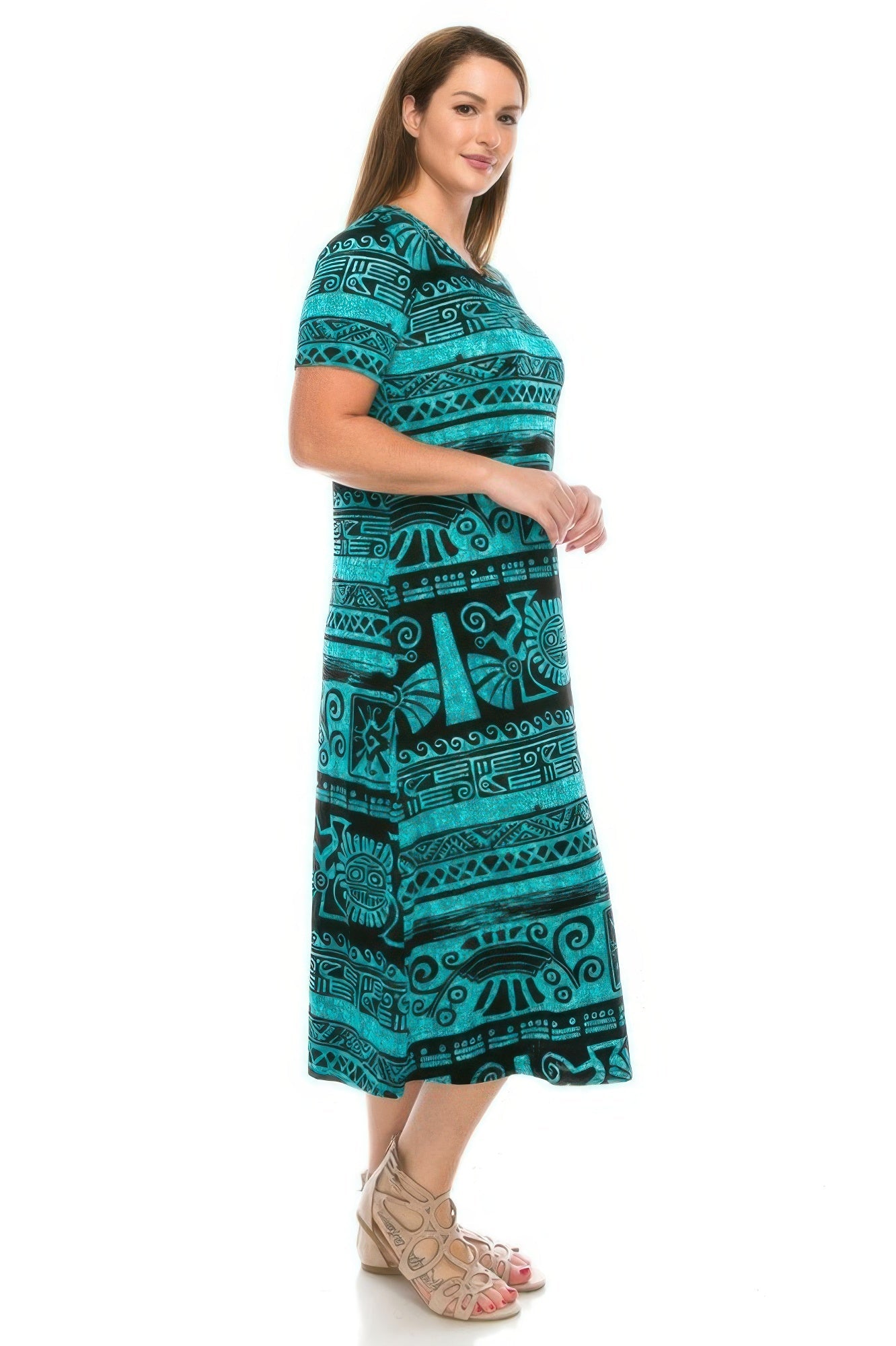 Plus Size Bns Print Long Dress - Wear Arielle