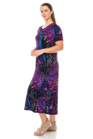 Plus Size Bns Print Long Dress - Wear Arielle