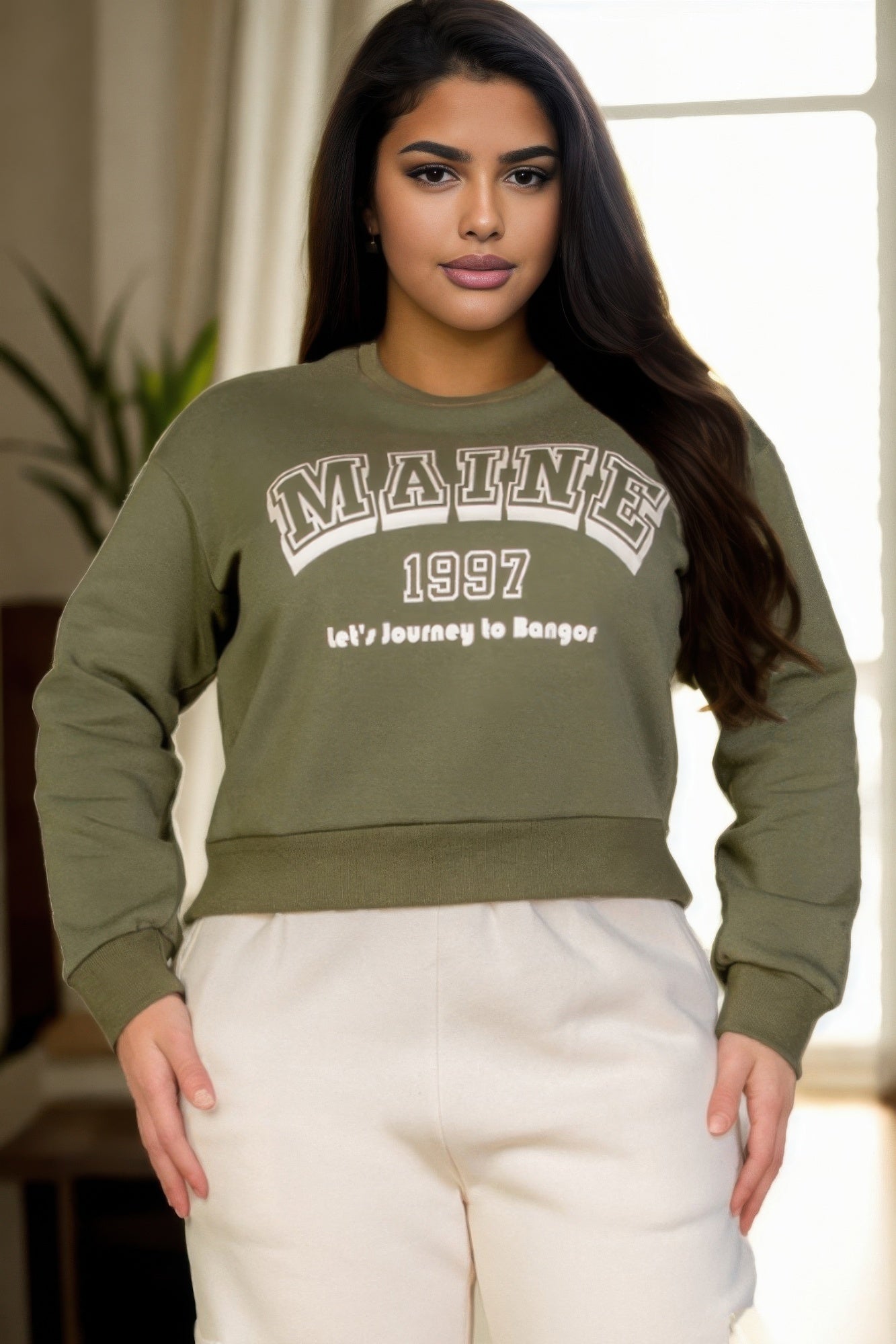 Plus Size Graphic Drop Shoulder Sweatshirt - Wear Arielle