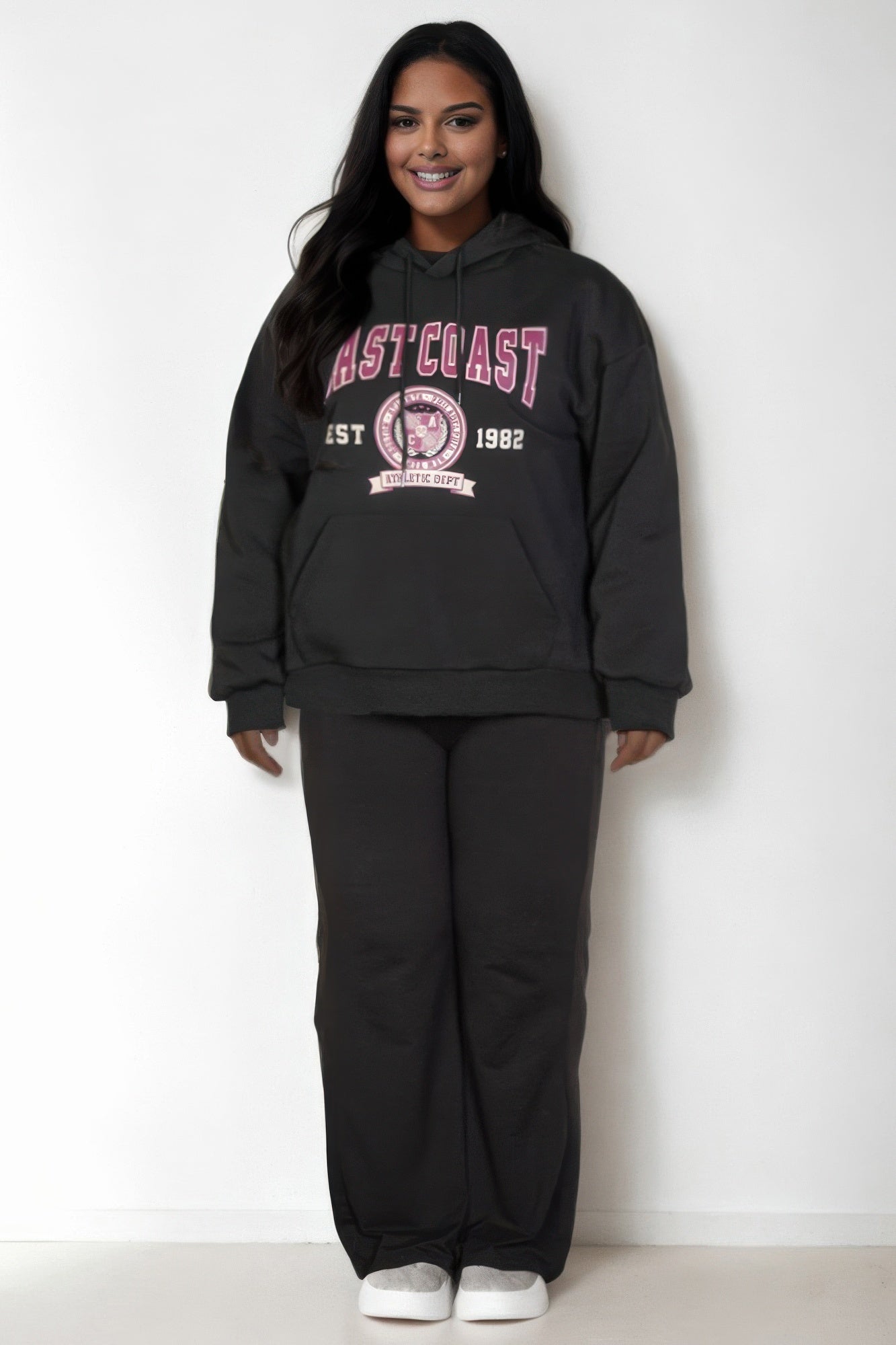 Plus Size Graphic Kangaroo Pocket Drawstring Hoodie - Wear Arielle
