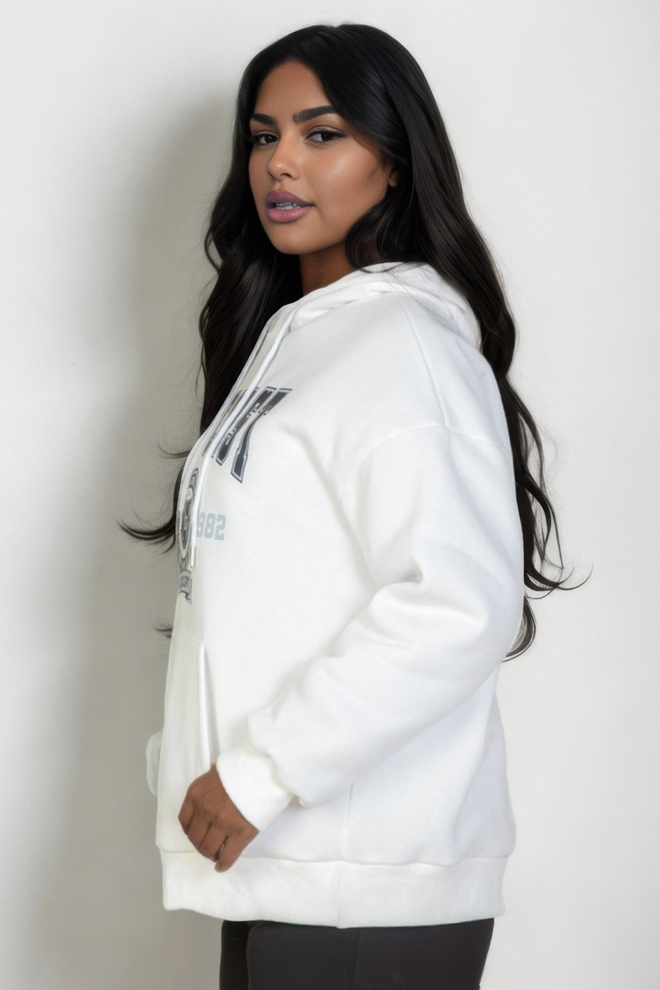 Plus Size Graphic Kangaroo Pocket Drawstring Hoodie - Wear Arielle