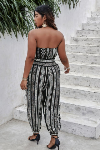 Plus Size Print Off Shoulder Sleeveless Jumpsuit - Wear Arielle