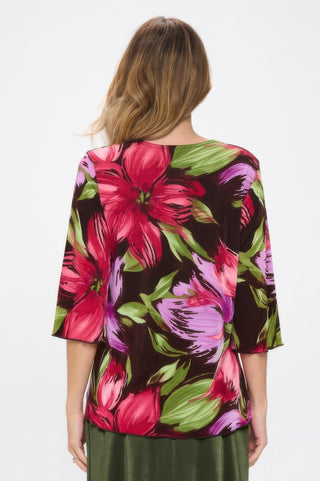 Plus Size Round Neckline Quarter Sleeve Top - Wear Arielle