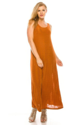 Plus Size Sleeveless Solid Acetate Long Maxi Dress - Wear Arielle