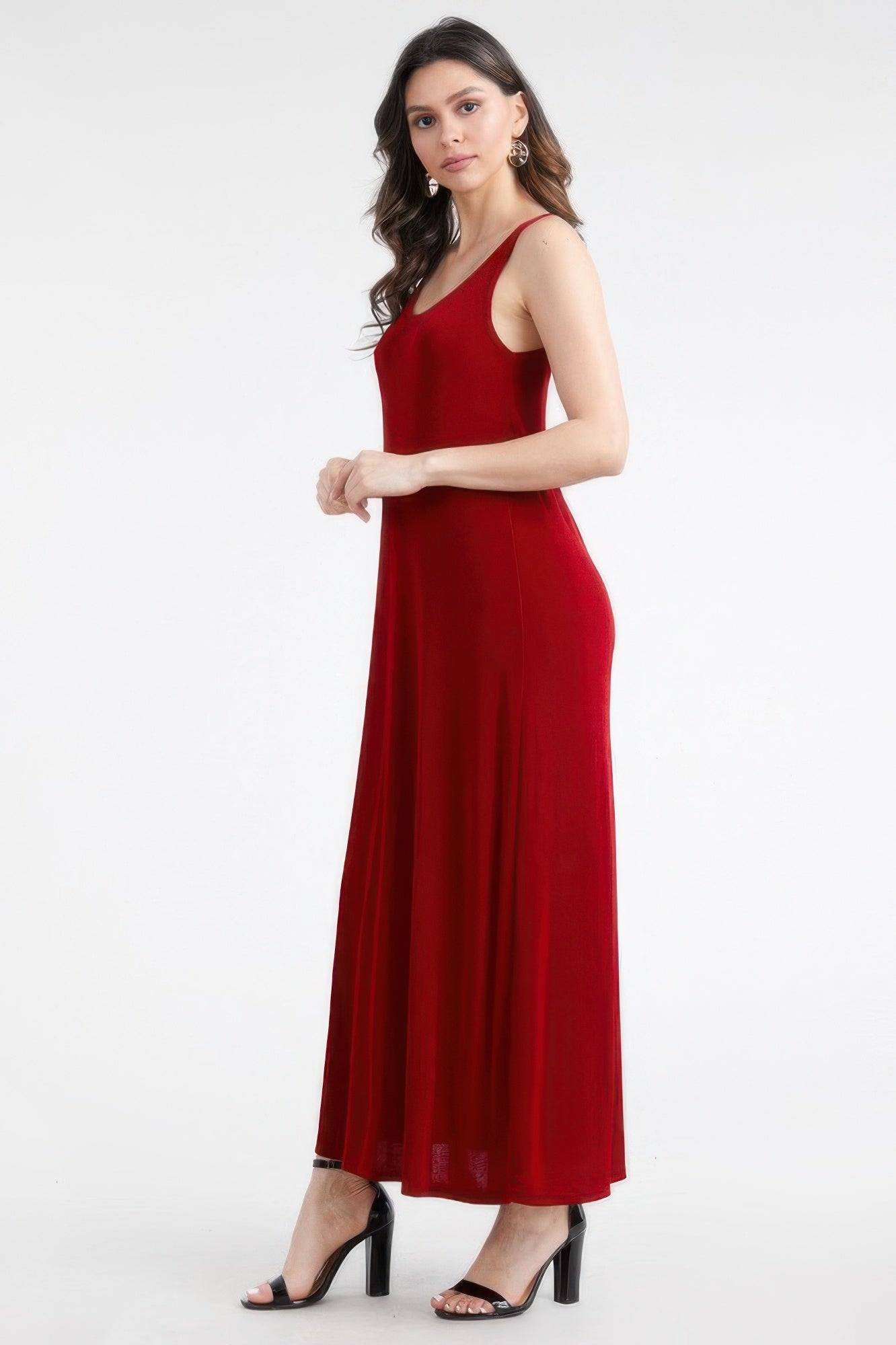 Plus Size Sleeveless Solid Acetate Long Maxi Dress - Wear Arielle