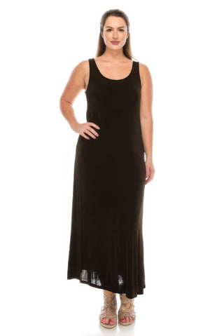 Plus Size Sleeveless Solid Acetate Long Maxi Dress - Wear Arielle