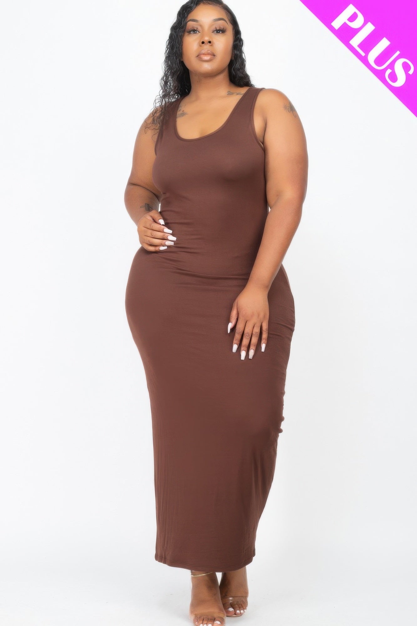Plus Size Solid Basic Maxi Dress - Wear Arielle