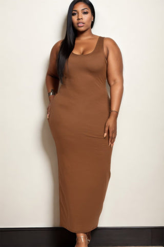 Plus Size Solid Basic Maxi Dress - Wear Arielle