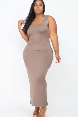 Plus Size Solid Basic Maxi Dress - Wear Arielle
