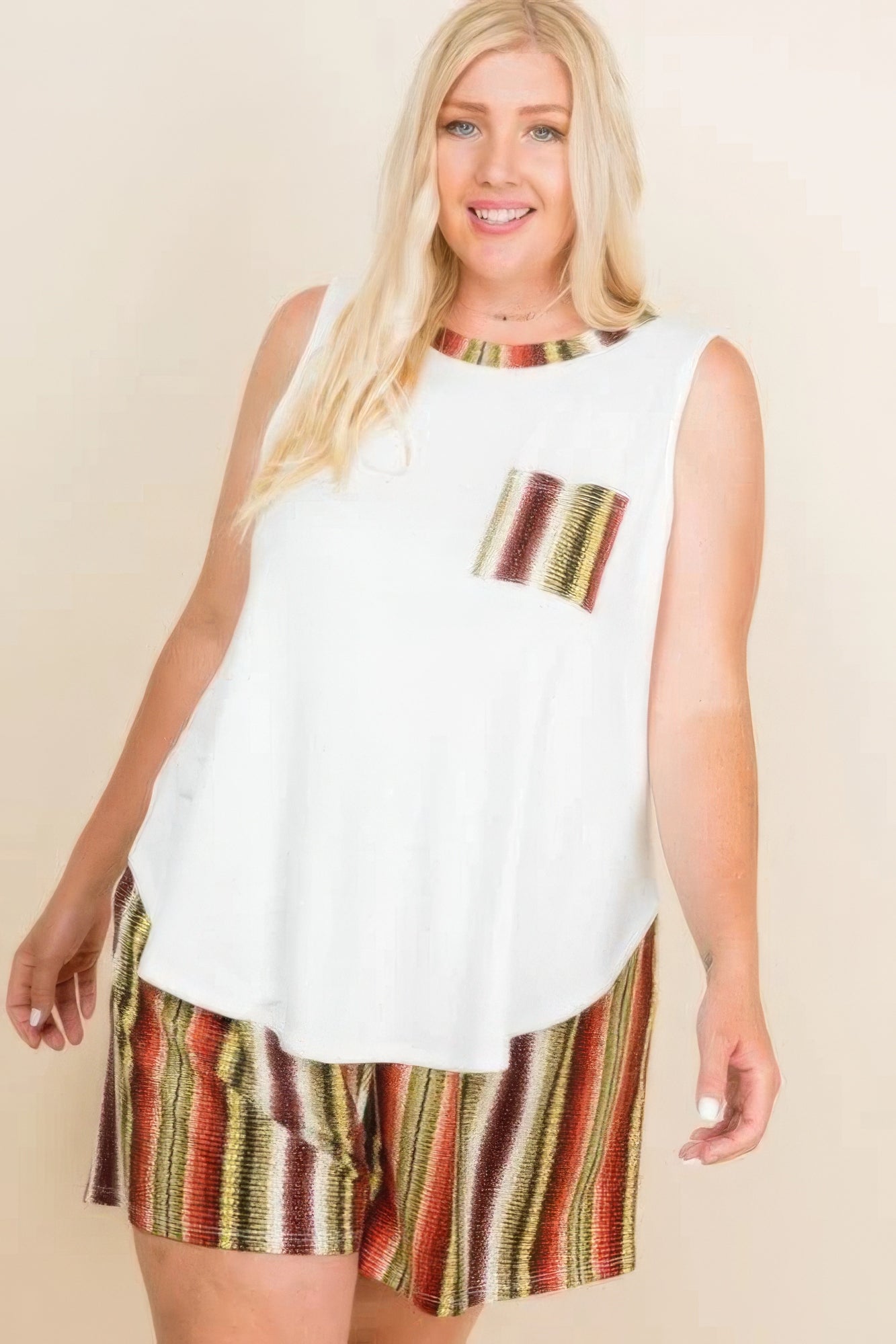Plus Size Solid Sleeveless French Terry Tank Top - Wear Arielle