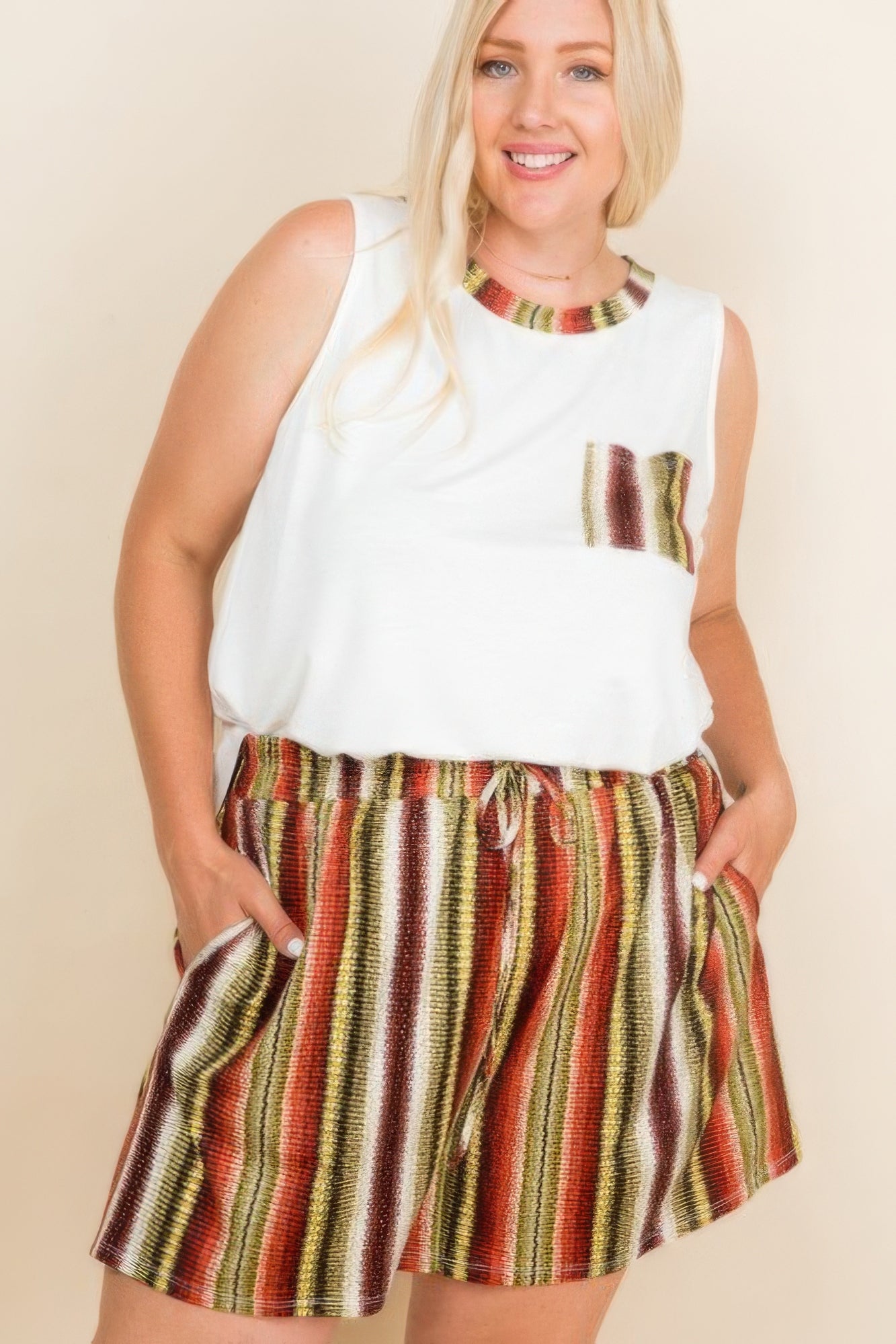 Plus Size Solid Sleeveless French Terry Tank Top - Wear Arielle