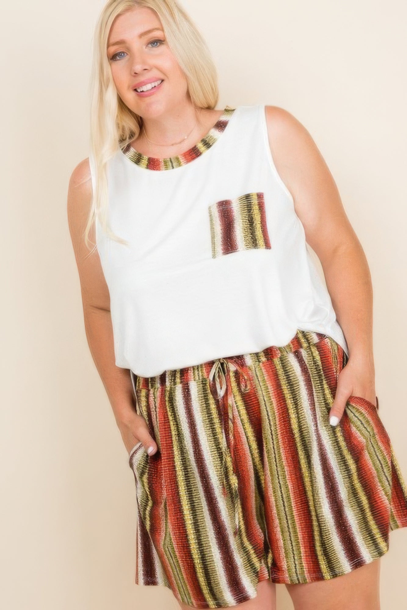 Plus Size Solid Sleeveless French Terry Tank Top - Wear Arielle