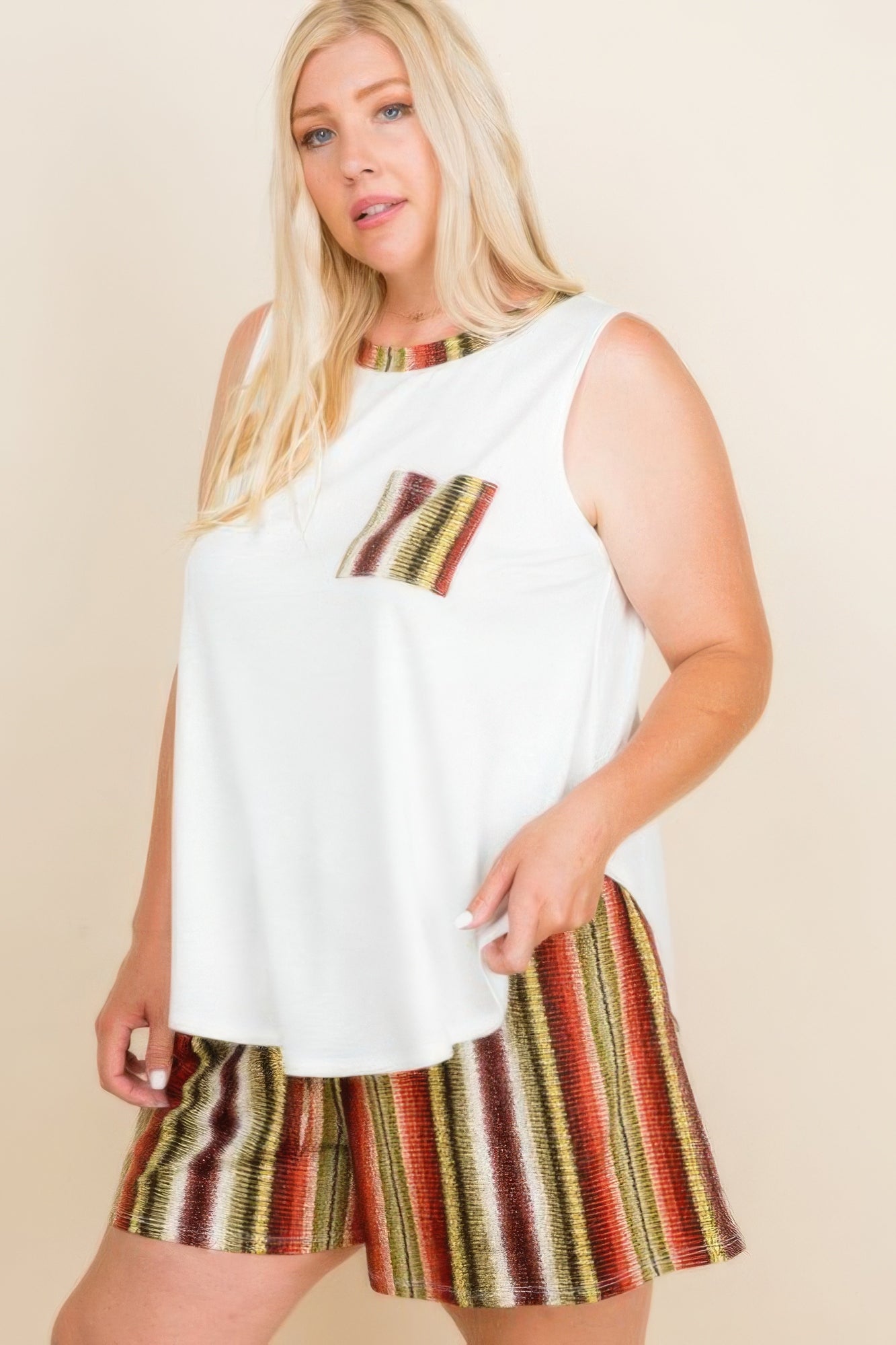 Plus Size Solid Sleeveless French Terry Tank Top - Wear Arielle