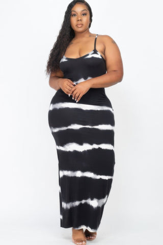 Plus Size Stripe Tie - dye Printed Maxi Dress - Wear Arielle
