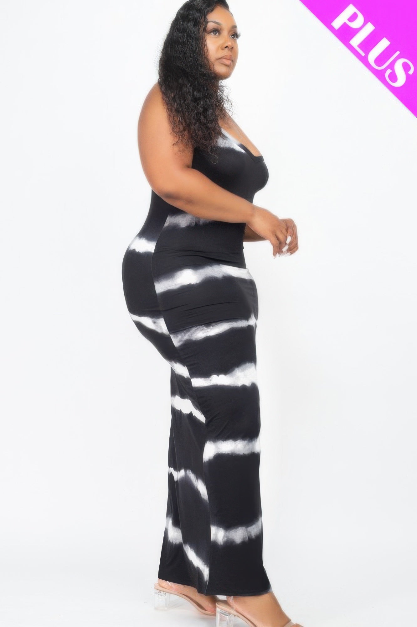 Plus Size Stripe Tie - dye Printed Maxi Dress - Wear Arielle
