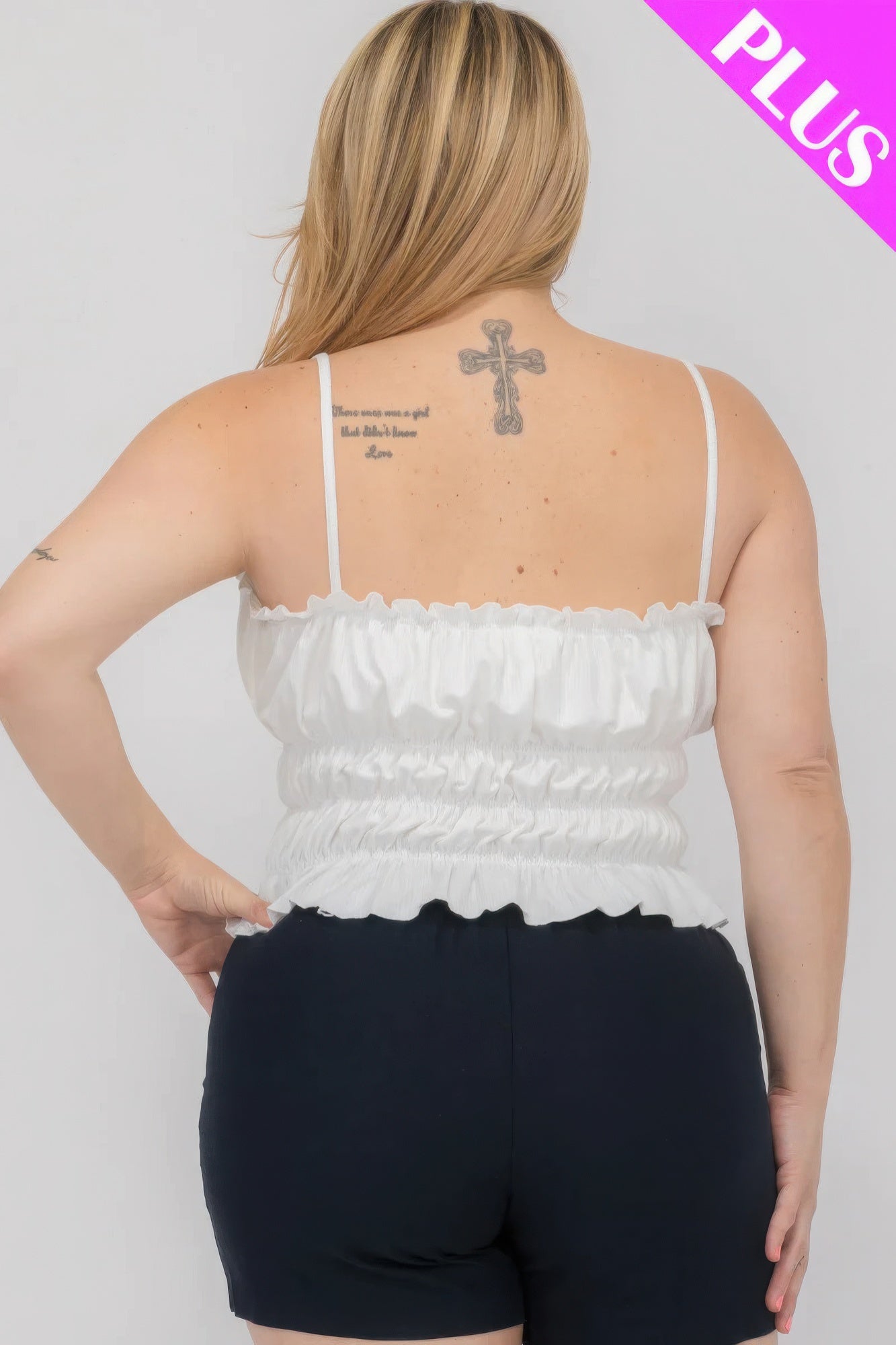 Plus Size Tiered Shirred Body Crop Top - Wear Arielle
