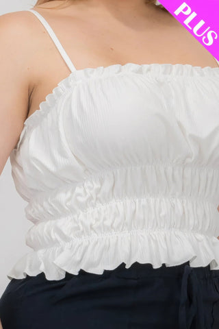 Plus Size Tiered Shirred Body Crop Top - Wear Arielle