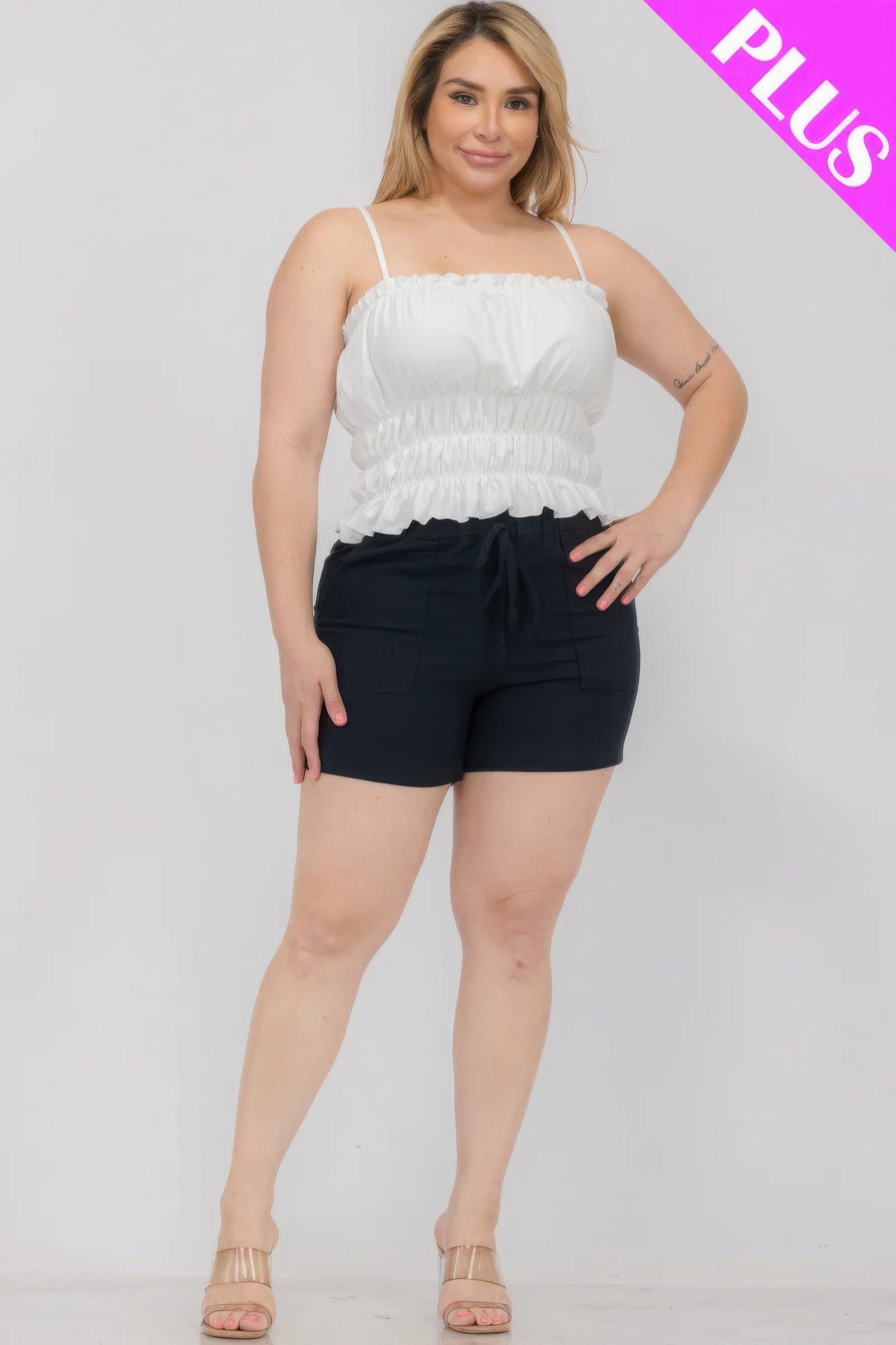 Plus Size Tiered Shirred Body Crop Top - Wear Arielle