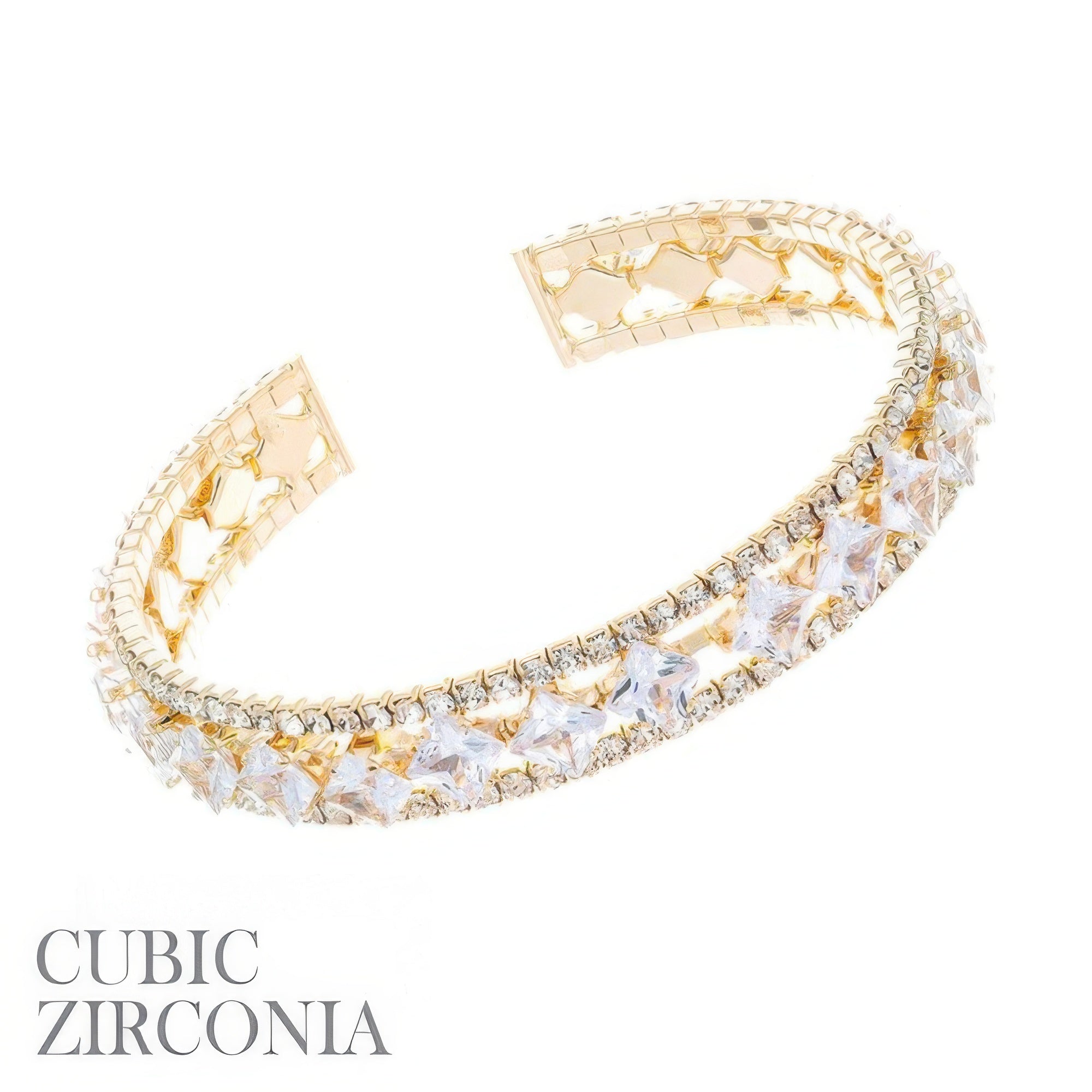 Princess Cut Cubic Zirconia Cuff Bracelet - Wear Arielle