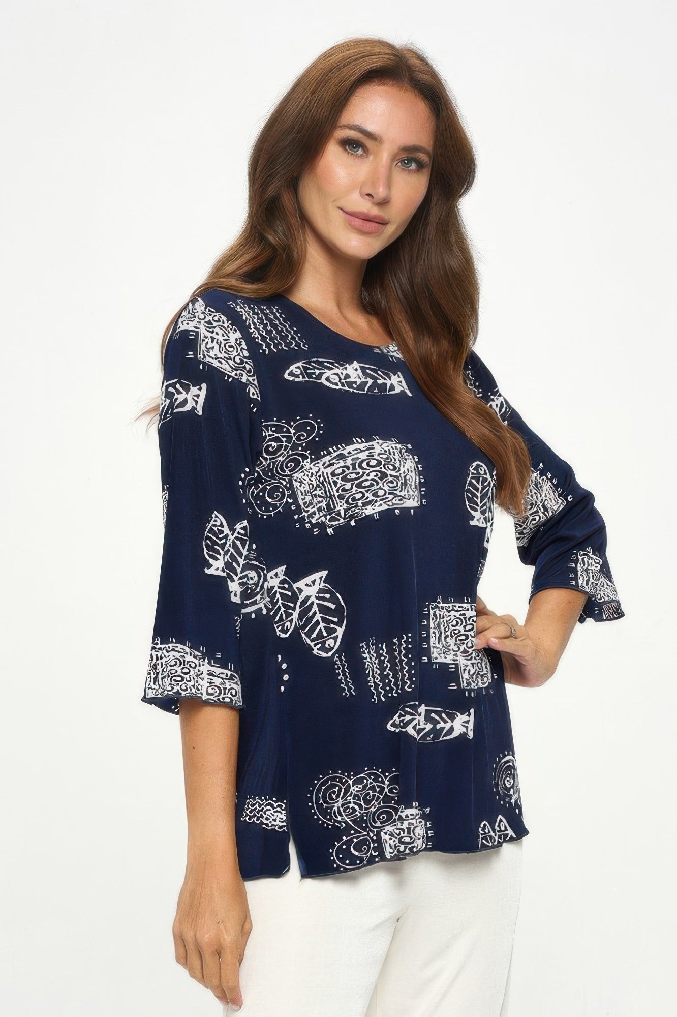 Print Quarter Sleeve Top - Wear Arielle