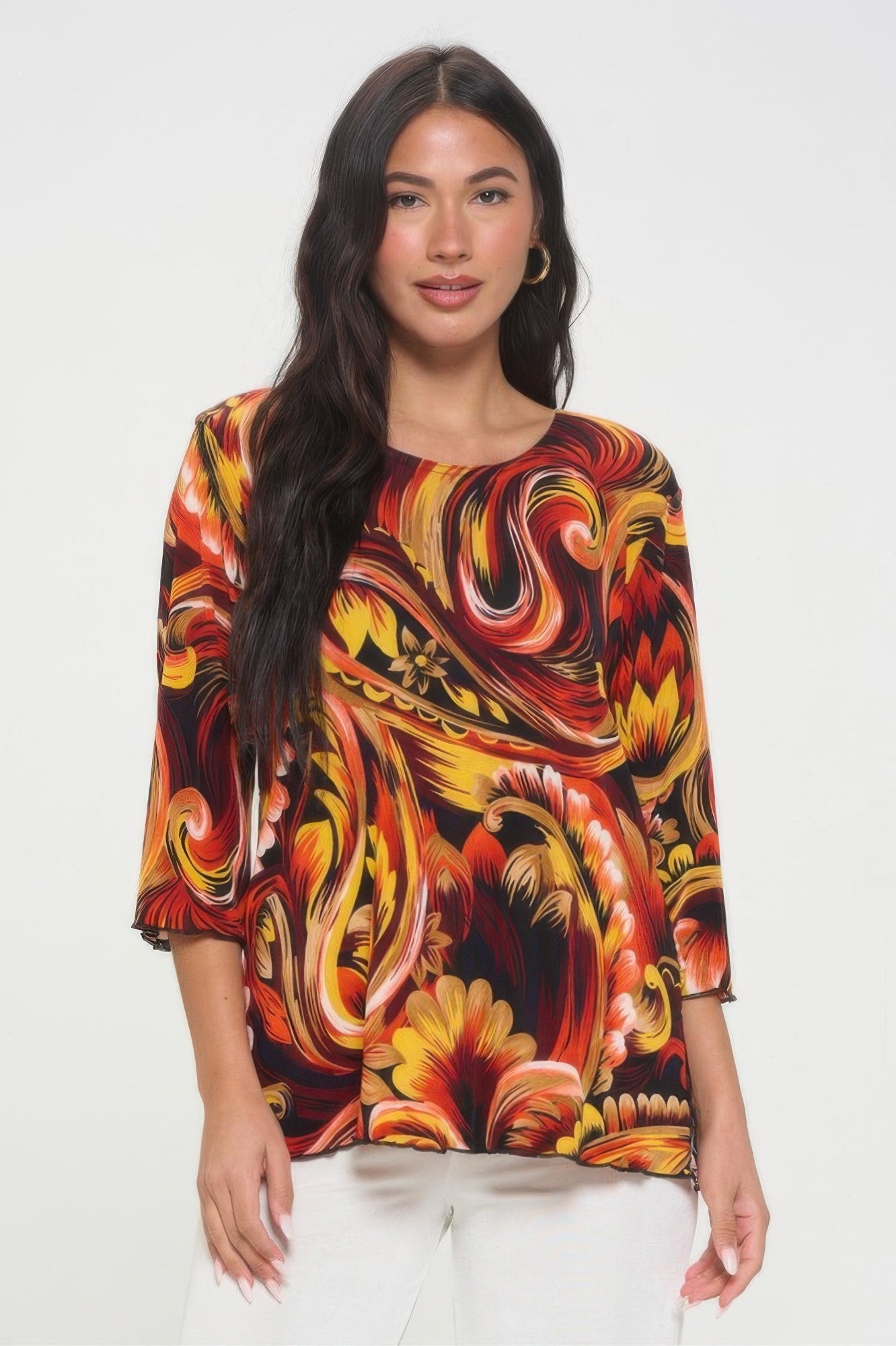 Print Quarter Sleeve Top - Wear Arielle