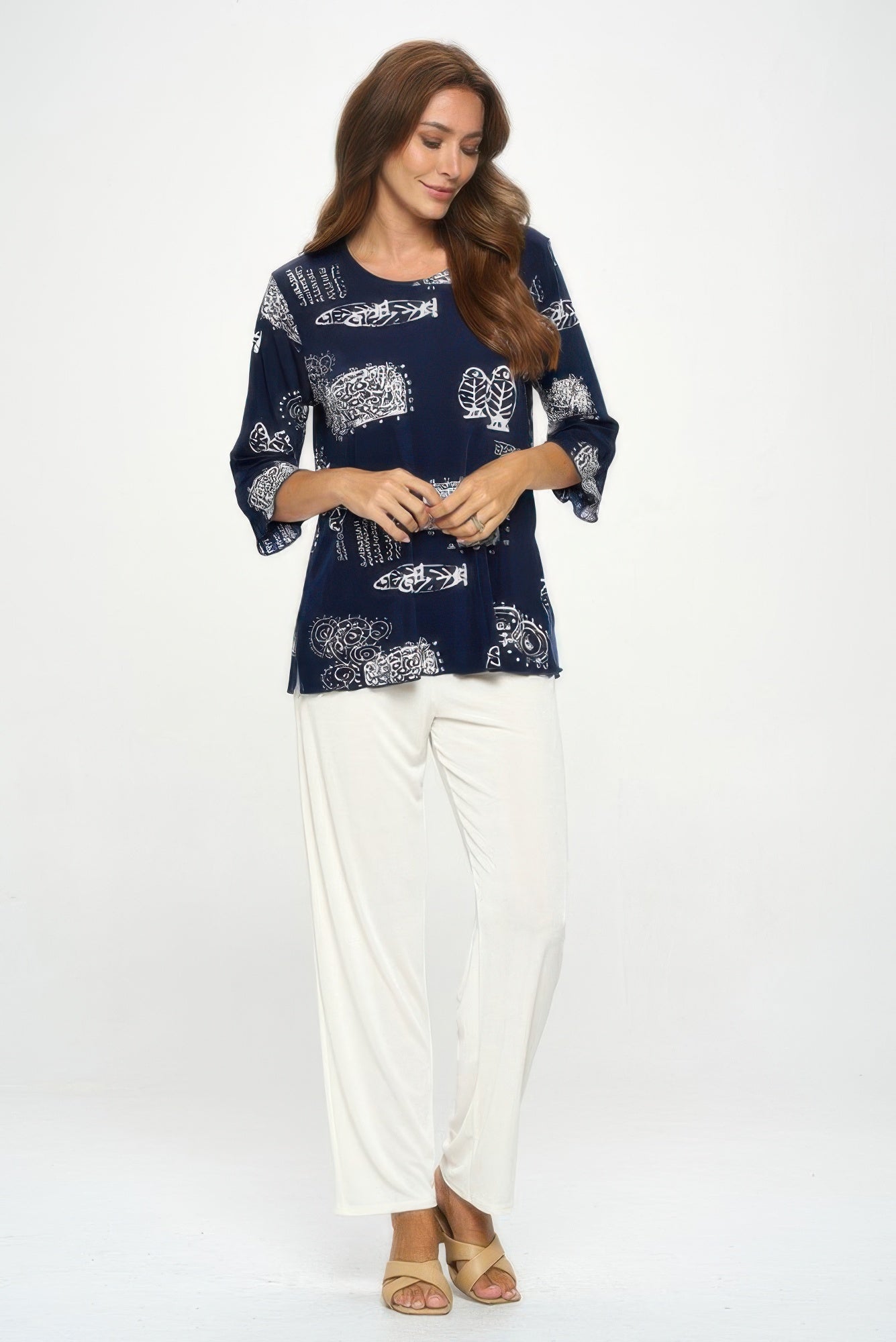 Print Quarter Sleeve Top - Wear Arielle