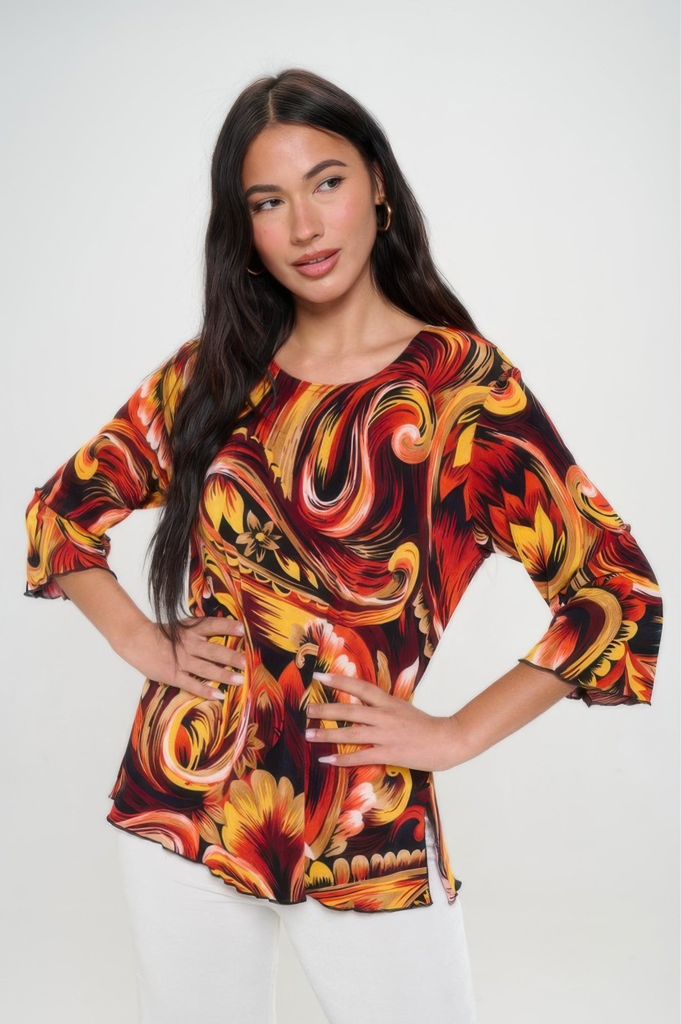 Print Quarter Sleeve Top - Wear Arielle