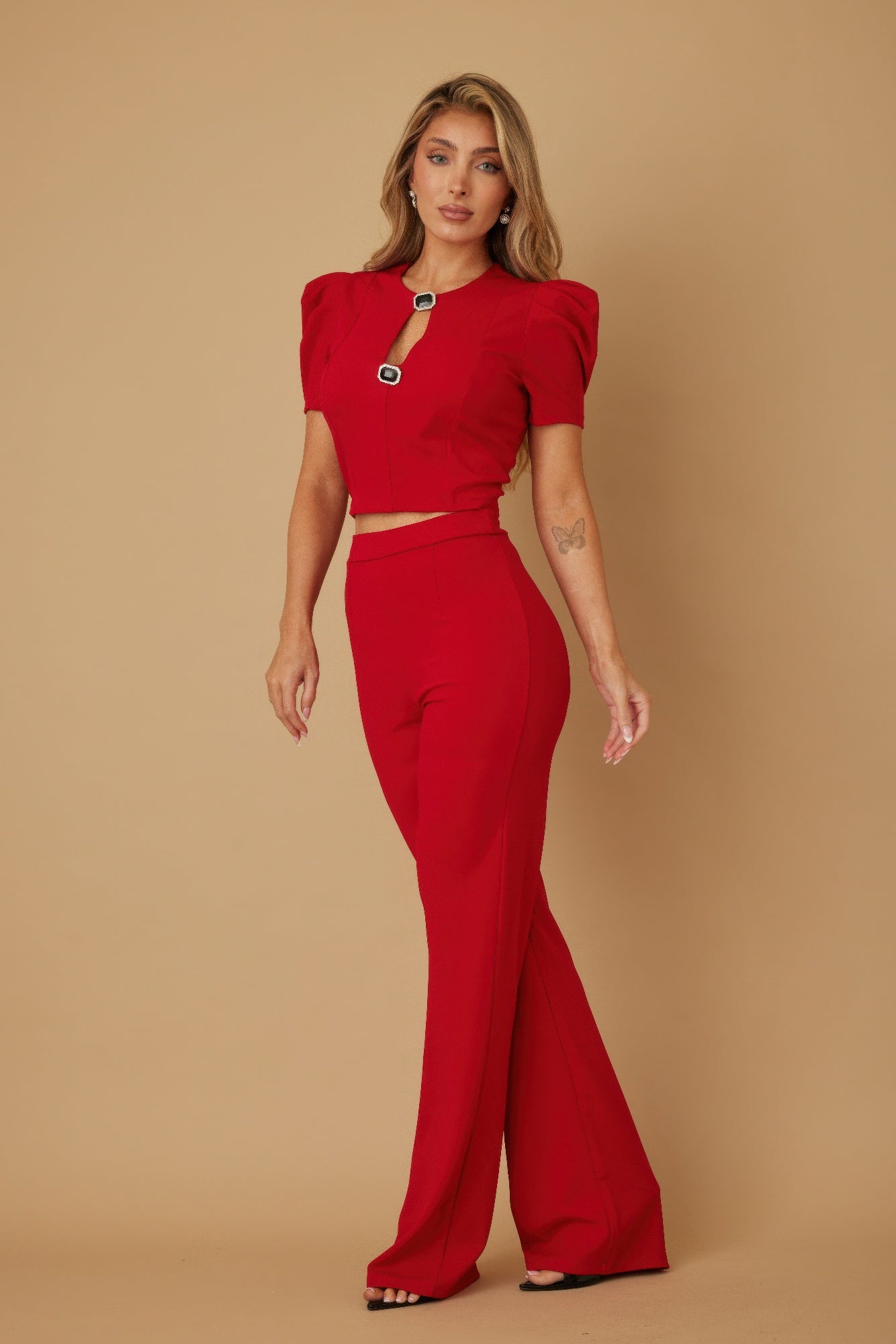 Puff Cap Sleeve Jewel Detail Sets - Wear Arielle