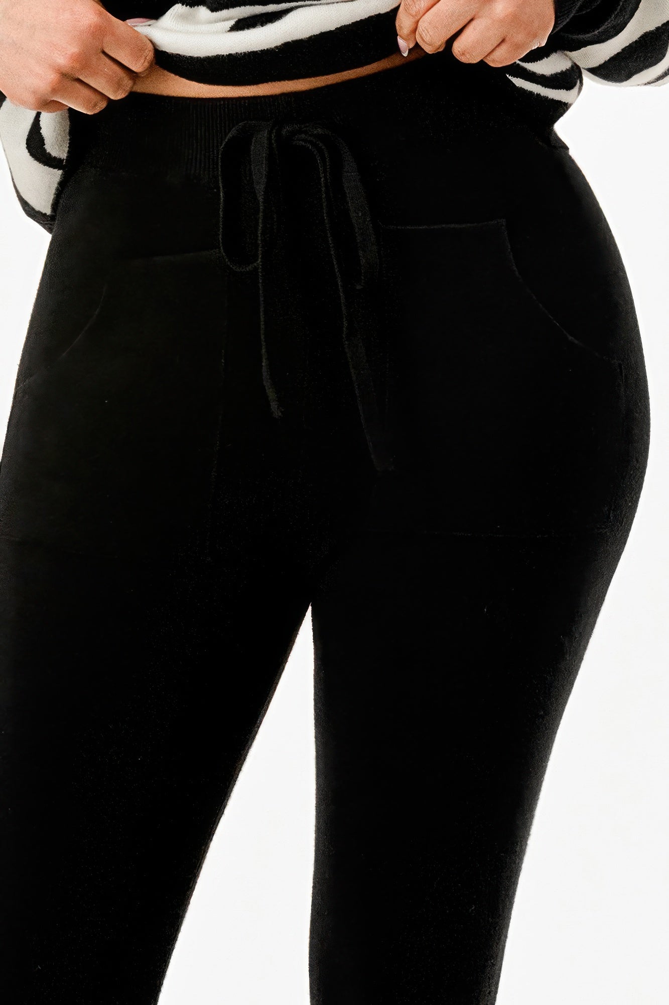 Pullover Collared V - neck Sweater Top And Pant Set - Wear Arielle