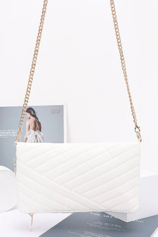 Quilted Faux Leather Half Folded Cltuch - Wear Arielle