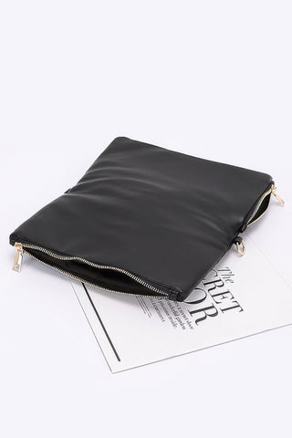 Quilted Faux Leather Half Folded Cltuch - Wear Arielle