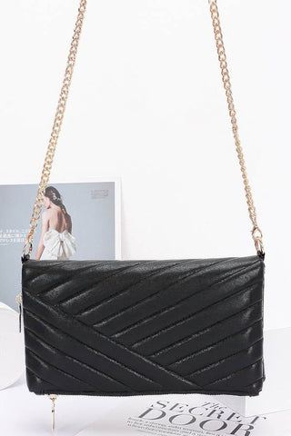 Quilted Faux Leather Half Folded Cltuch - Wear Arielle