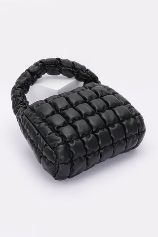 Quilted Faux Leather Padded Handle Bag - Wear Arielle