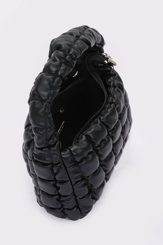 Quilted Faux Leather Padded Handle Bag - Wear Arielle