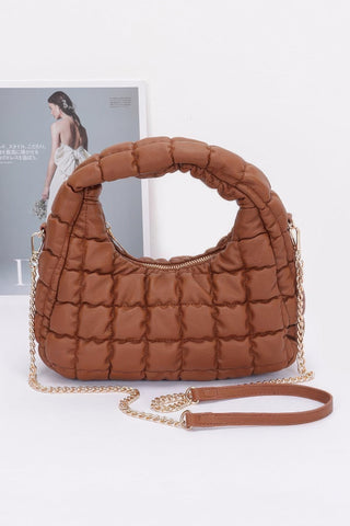 Quilted Faux Leather Padded Hobo Bag - Wear Arielle