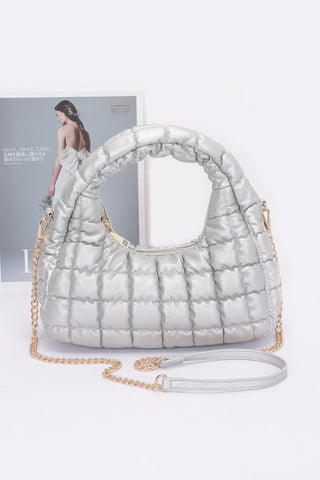 Quilted Faux Leather Padded Hobo Bag - Wear Arielle
