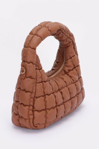 Quilted Faux Leather Padded Hobo Bag - Wear Arielle