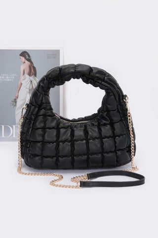 Quilted Faux Leather Padded Hobo Bag - Wear Arielle
