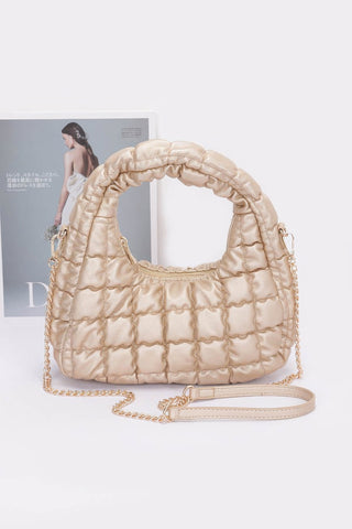 Quilted Faux Leather Padded Hobo Bag - Wear Arielle