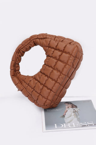 Quilted Faux Leather Padded Hobo Bag - Wear Arielle