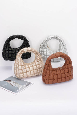 Quilted Faux Leather Padded Hobo Bag - Wear Arielle