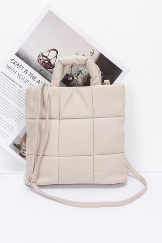 Quilted Faux Leather Padded Tote Bag - Wear Arielle