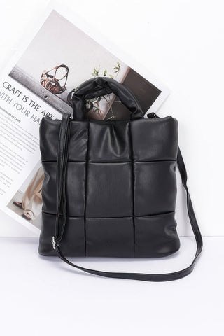 Quilted Faux Leather Padded Tote Bag - Wear Arielle