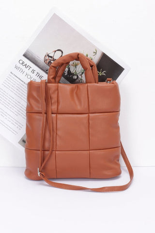 Quilted Faux Leather Padded Tote Bag - Wear Arielle