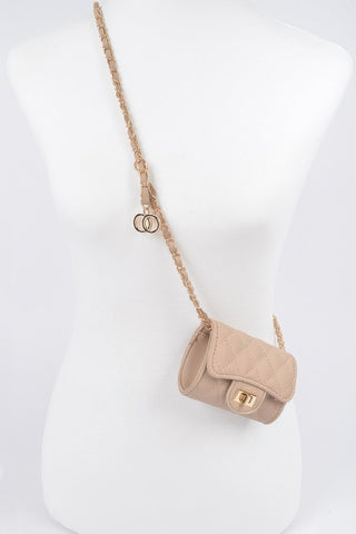 Quilted Mini Bag W/ Chain Belt - Wear Arielle