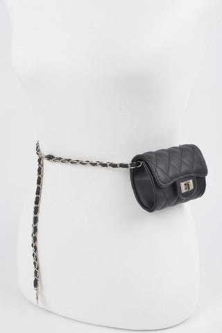 Quilted Mini Bag W/ Chain Belt - Wear Arielle