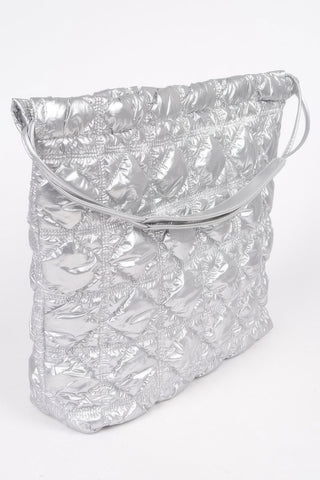 Quilted Padding Metallic Nylon Shoulder Bag - Wear Arielle