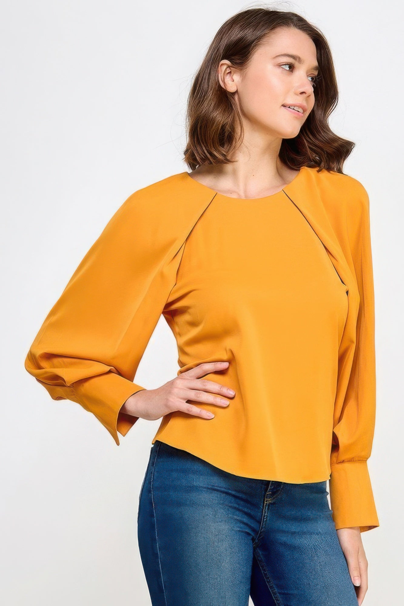 Raglan Long Sleeve Top With Back Neck Tie - Wear Arielle