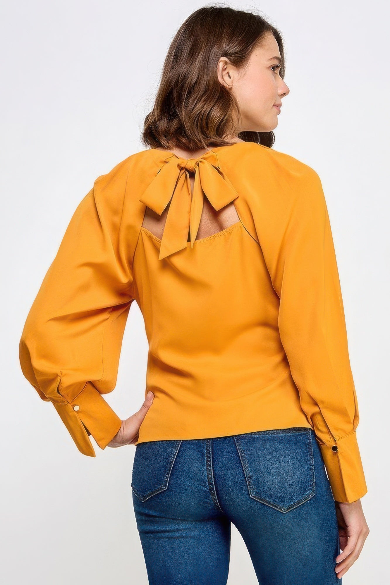 Raglan Long Sleeve Top With Back Neck Tie - Wear Arielle